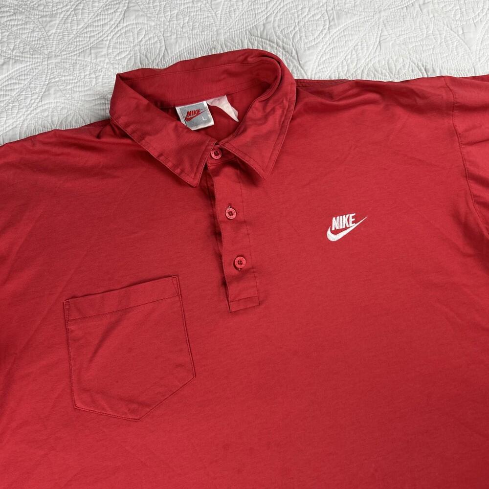Vintage 90s Nike Polo Shirt Mens Large  Red Boxy Golf Gray Tag Embroidered